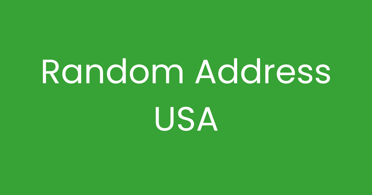 Random Post Code Usa Random Address Usa